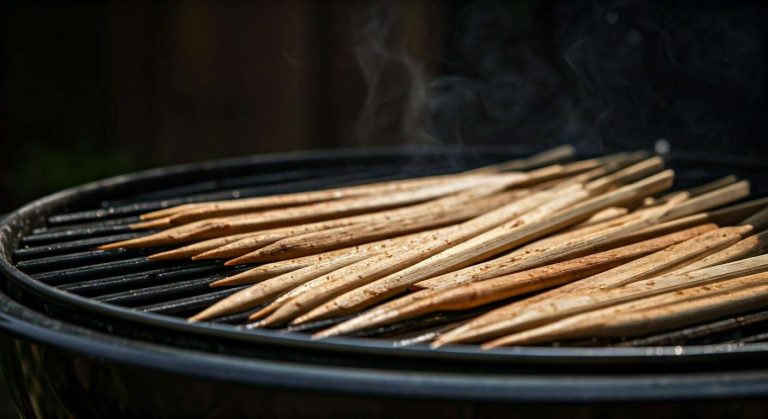L'erreur de ne pas faire tremper les brochettes en bois avant de les mettre sur le barbecue