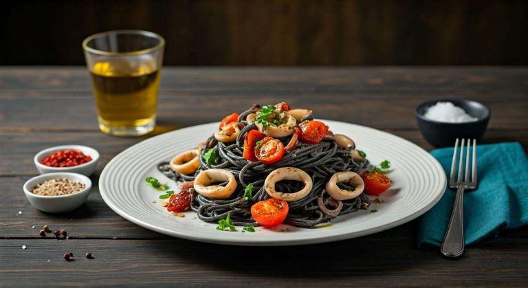 30 minutes pour ce plat de pâtes aux calamars et à l'encre de seiche