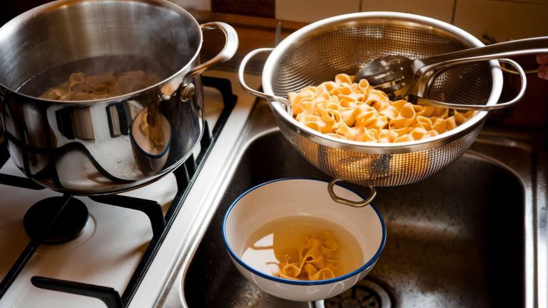 L&rsquo;erreur de mettre les pâtes dans la passoire sans garder un peu d&rsquo;eau de cuisson pour la sauce