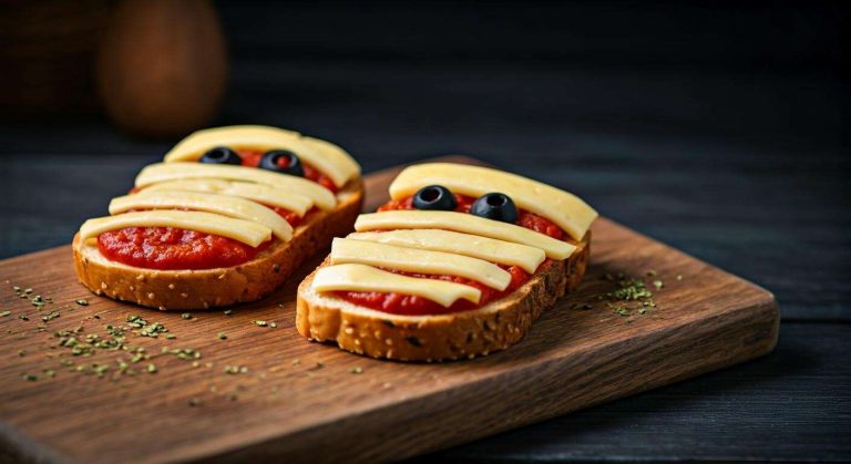 Recette de toasts sanglants d'Halloween au fromage momifié