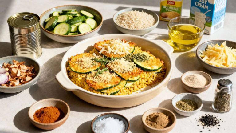 Gratin minceur : riz et courgettes