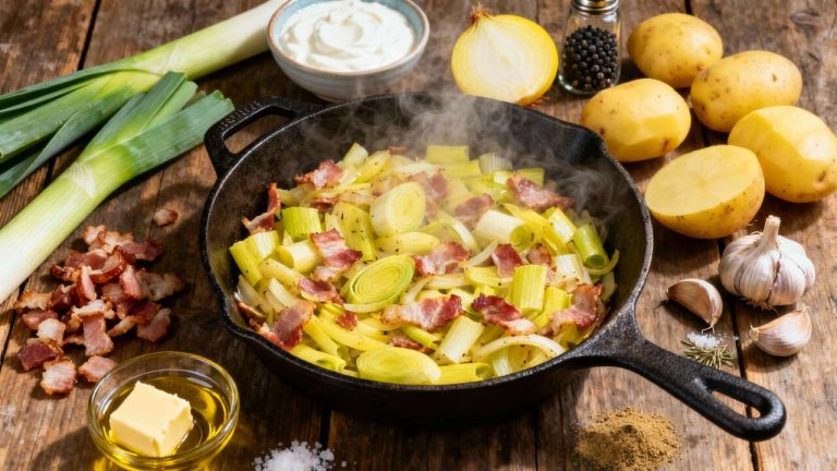 Poêlée aux poireaux et lardons : recette savoureuse et facile