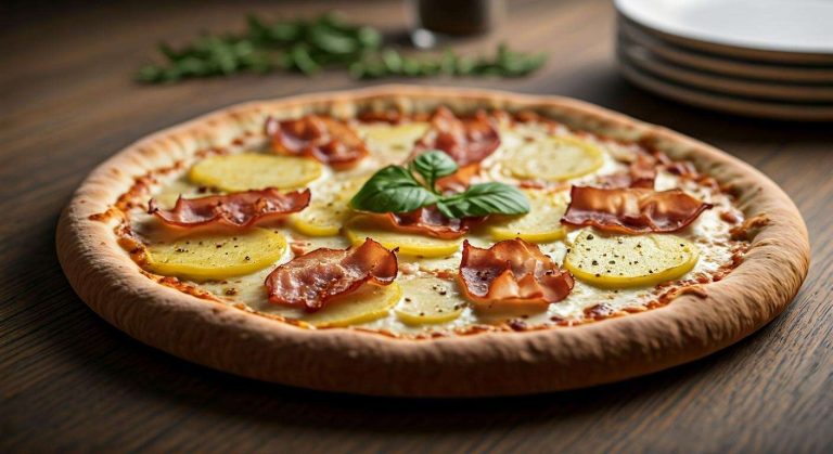 Pizza Pommes de Terre et Lardons : recette Savoureuse