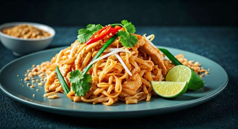 Recette de Pad Thaï au Poulet : nouilles de Riz Sautées