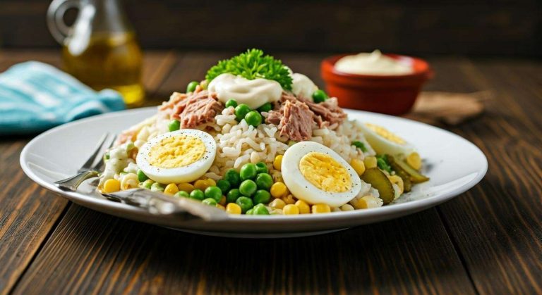 Salade de riz : recette au thon et œufs