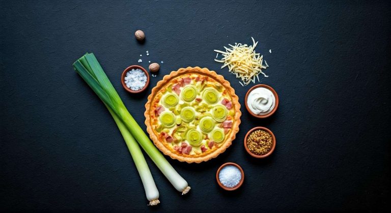 Recette délicieuse de tarte aux poireaux et jambon