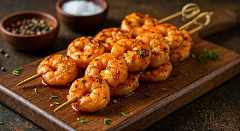 Brochettes de crevettes marinées : recette savoureuse et facile