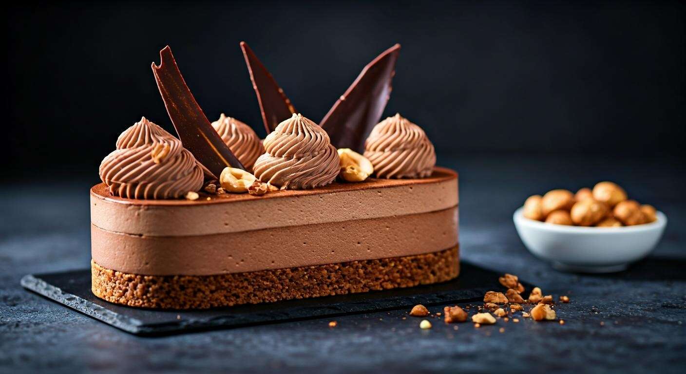 Entremets croustillant à la mousse chocolat noir et lait