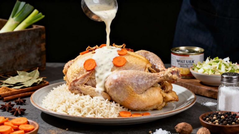 Poule au riz : recette et sauce blanche savoureuse