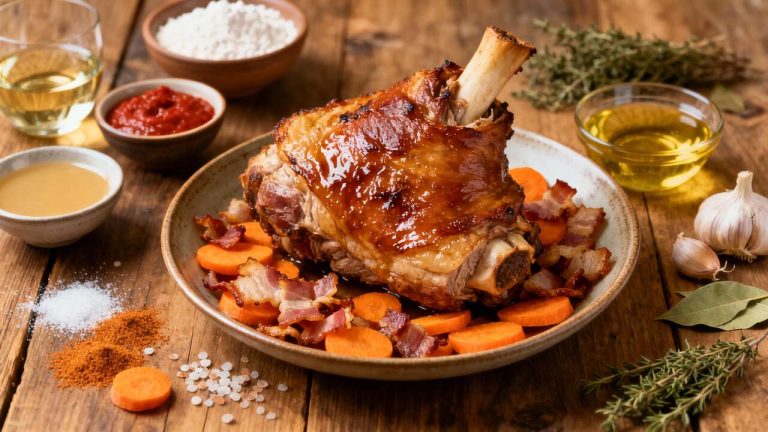 Rouelle de porc aux lardons en cocotte : recette savoureuse