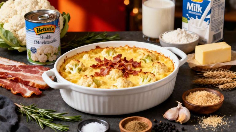 Gratin de chou-fleur aux lardons : recette savoureuse