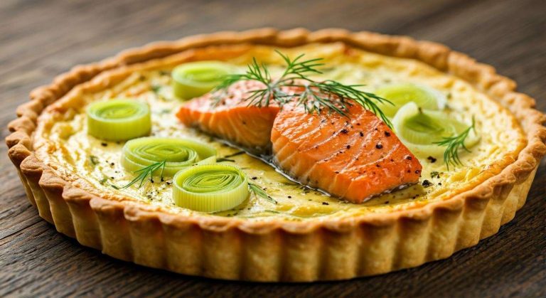 Tarte aux poireaux et saumon : recette facile et délicieuse