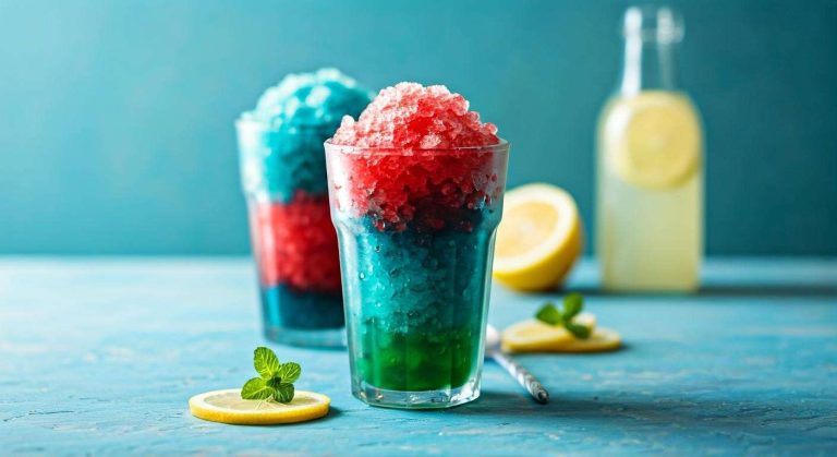Granités d'été multicolores au citron : recette rafraîchissante