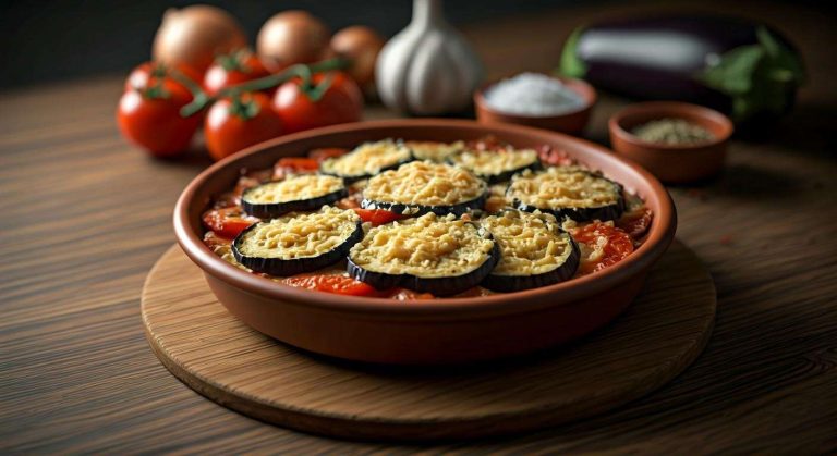 Gratin d'aubergines et tomates au fromage