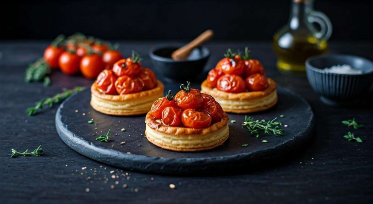 Tartelettes Tatin aux Tomates Cerises et Caramel Balsamique