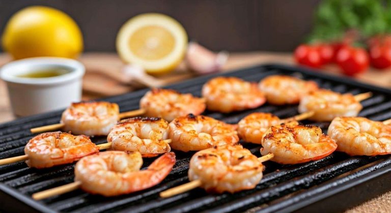 Brochettes de crevettes marinées au barbecue : recette savoureuse