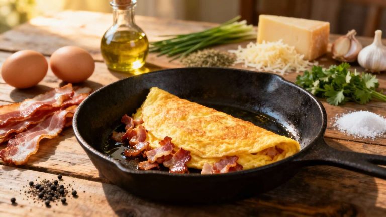 Recette Omelette Savoureuse aux Lardons