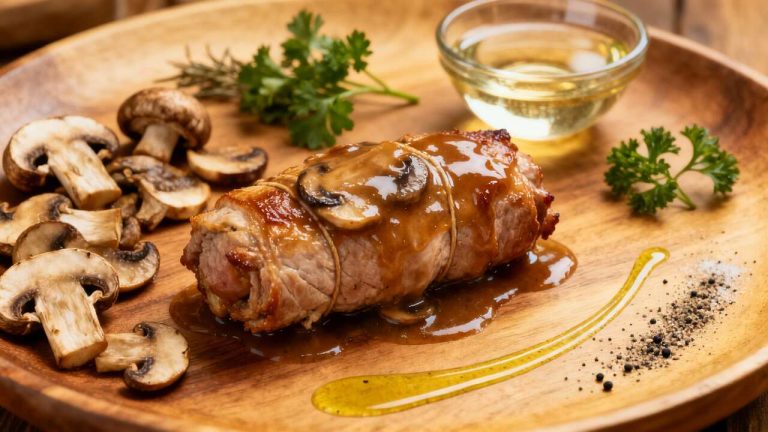 Recette de paupiette de porc en sauce aux champignons